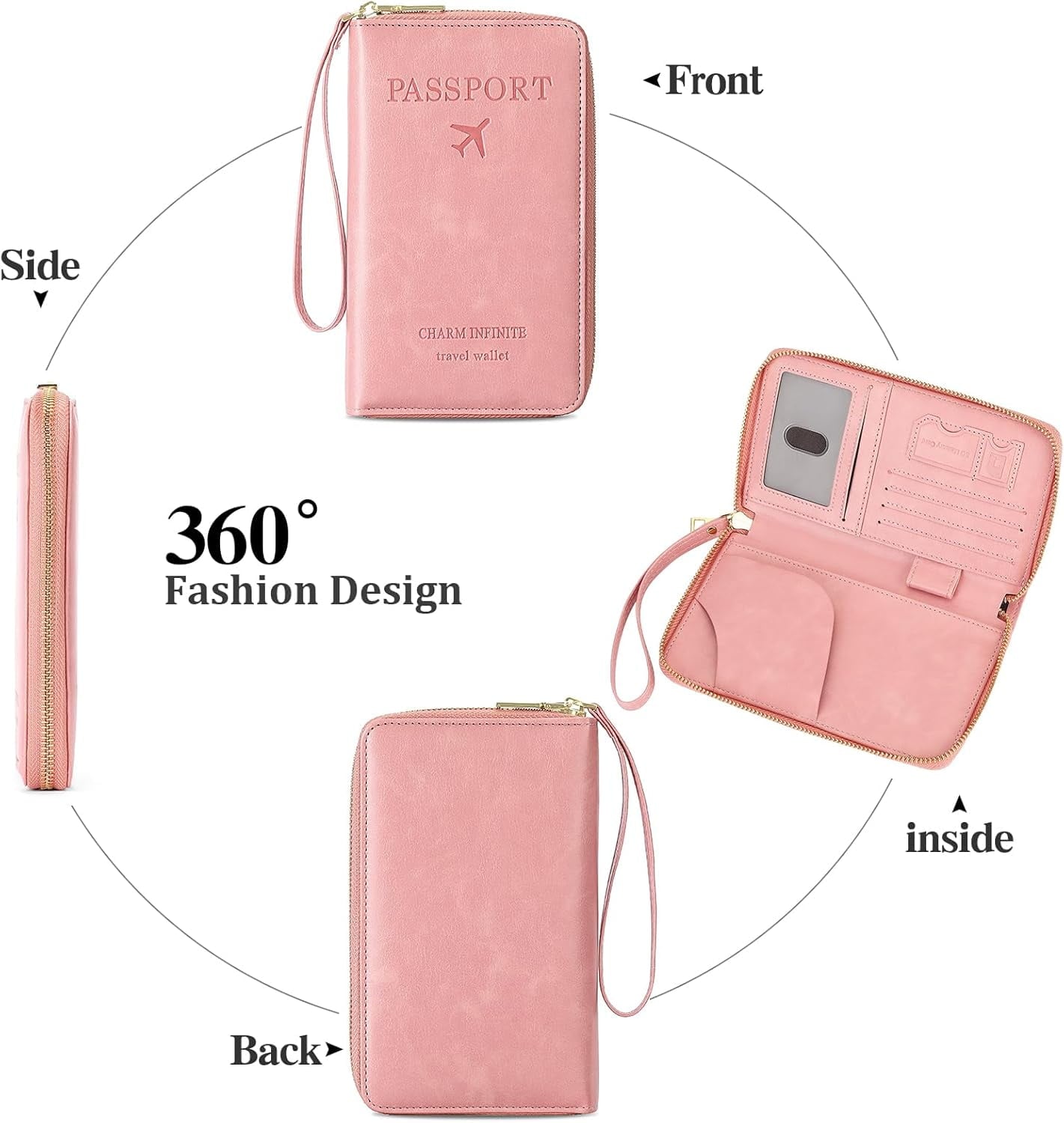 EHIW Passport Holder for Travel Essentials, Passport Wallet Cover Case for Travel Must Haves Accessories,Passport Book Holders for Women and Men(pink)