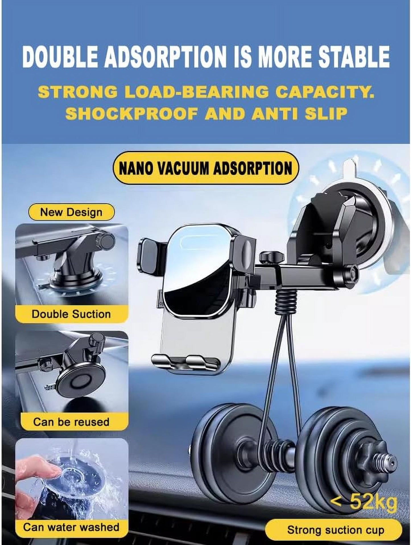 Phone Holders for Your Car, Universal Automobile Cradle Fit for iPhone Android and All Smartphones, Dark Black