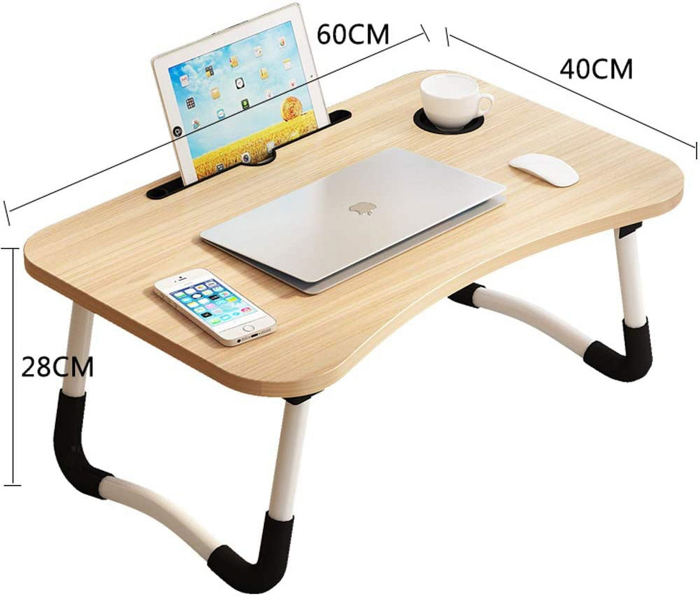 Lap Desk for Laptop - Foldable Laptop Desk for Bed and Couch, Portable and Lightweight Laptop Stand for Bed Breakfast, Working, Reading, and Writing, Wood Lap Table, Large Laptop Tray