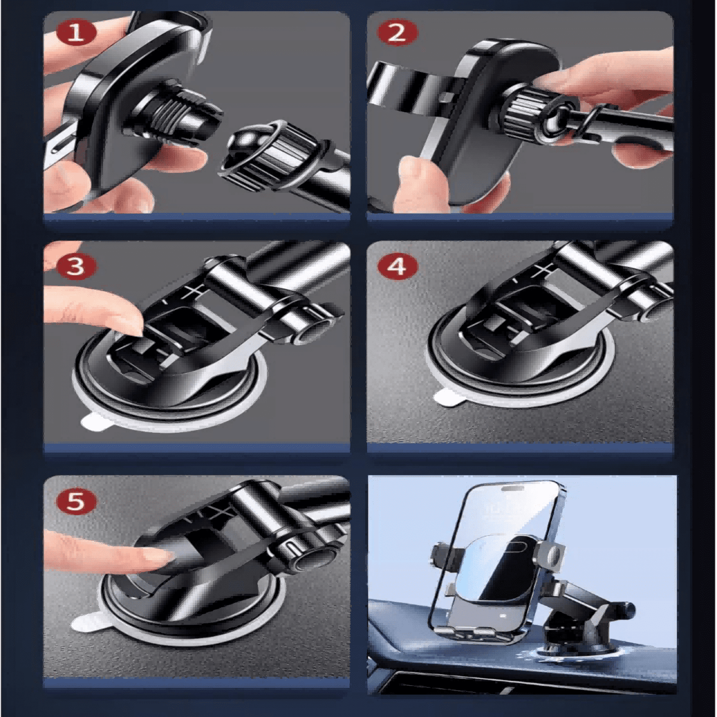 Phone Holders for Your Car, Universal Automobile Cradle Fit for iPhone Android and All Smartphones, Dark Black