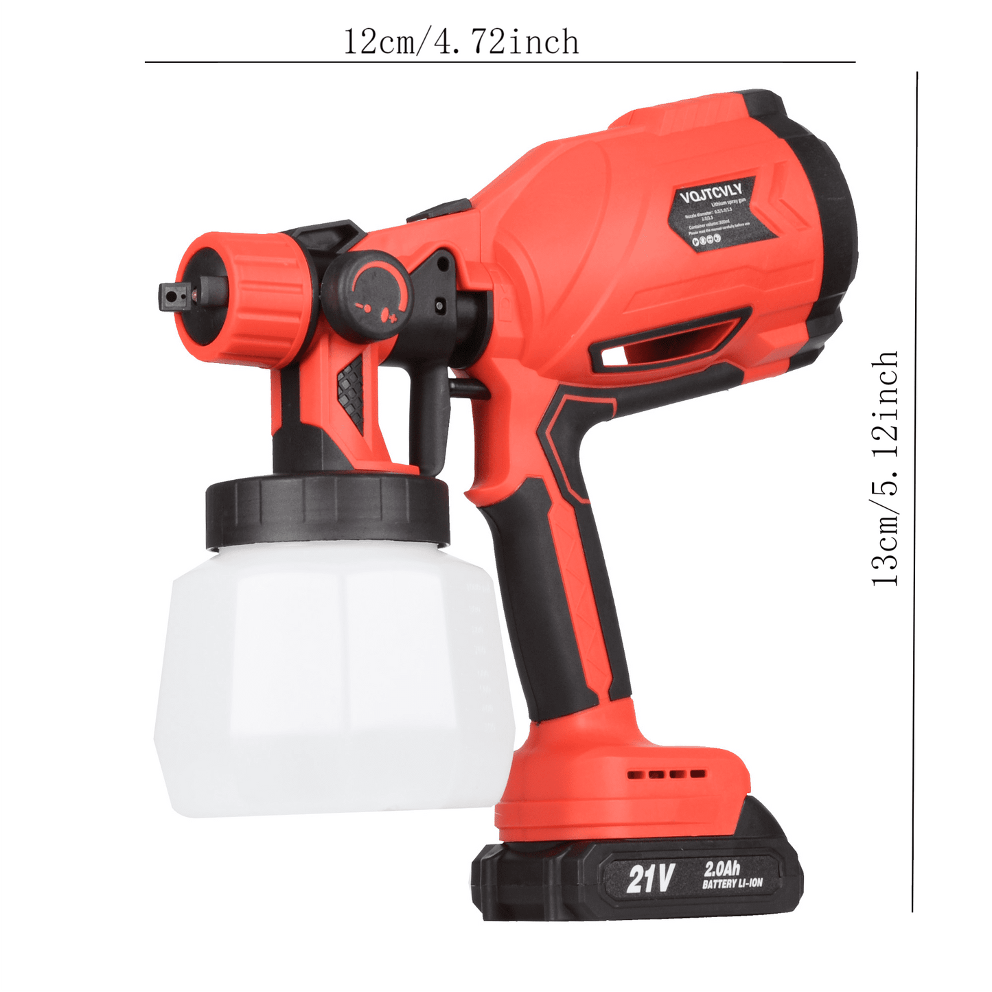 OHHSUN HVLP Cordless Paint Sprayer, Red, 600W, 1200ml Capacity, Spray Gun, 3 lb