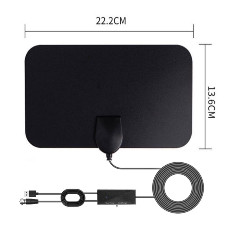 LOOKFUN Digital TV Antenna with 360° Signal Booster Long 400 Miles Reception Support 4K 1080p Smart Television with 16.4ft Coaxial HDTV Cable for Local Channels