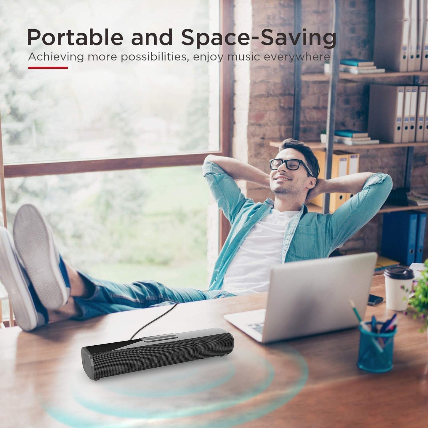 TV Speaker - Soundbar for TV with Bluetooth and HDMI-ARC Connectivity, Black, Includes Remote Control