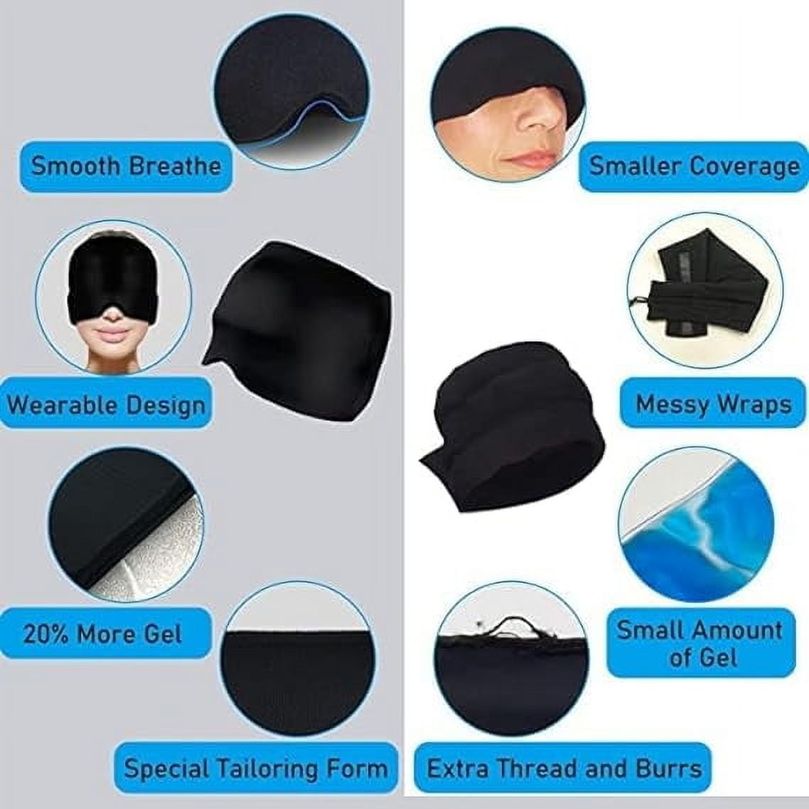 VQJTCVLY Migraine Headache Relief Cap, Cold Therapy Hat skin careHeadache Cap, skin care Ice Pack Mask - Black