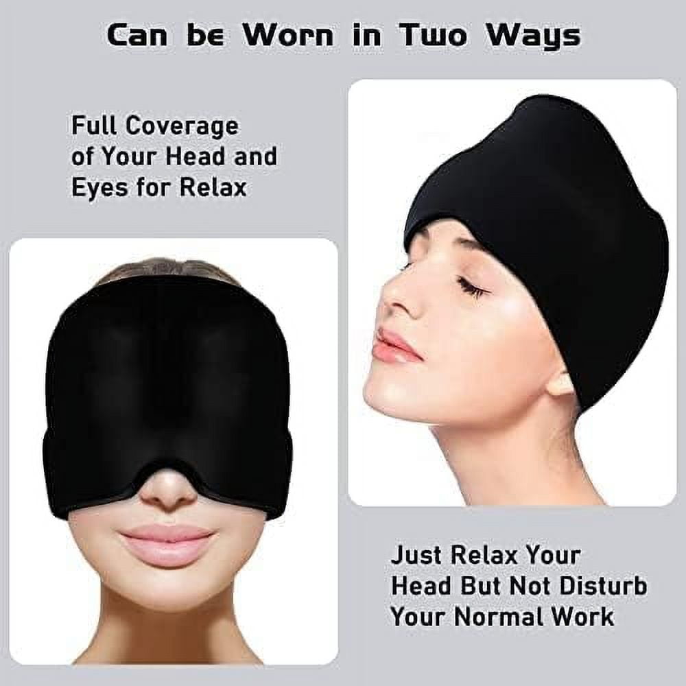 VQJTCVLY Migraine Headache Relief Cap, Cold Therapy Hat skin careHeadache Cap, skin care Ice Pack Mask - Black