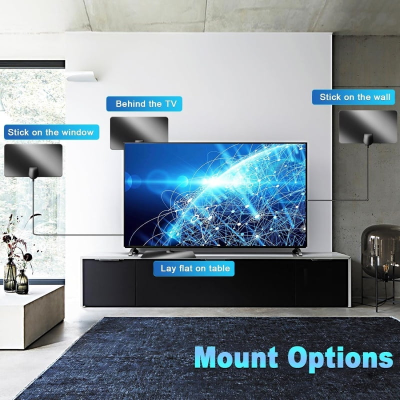 LOOKFUN Digital TV Antenna with 360° Signal Booster Long 400 Miles Reception Support 4K 1080p Smart Television with 16.4ft Coaxial HDTV Cable for Local Channels