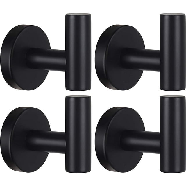 4 Pack Black Towel Hooks Coat Robe hook for bathroom Stainless Steel4 Pack Black Towel Hooks Coat Robe hook for bathroom Stainless Steel