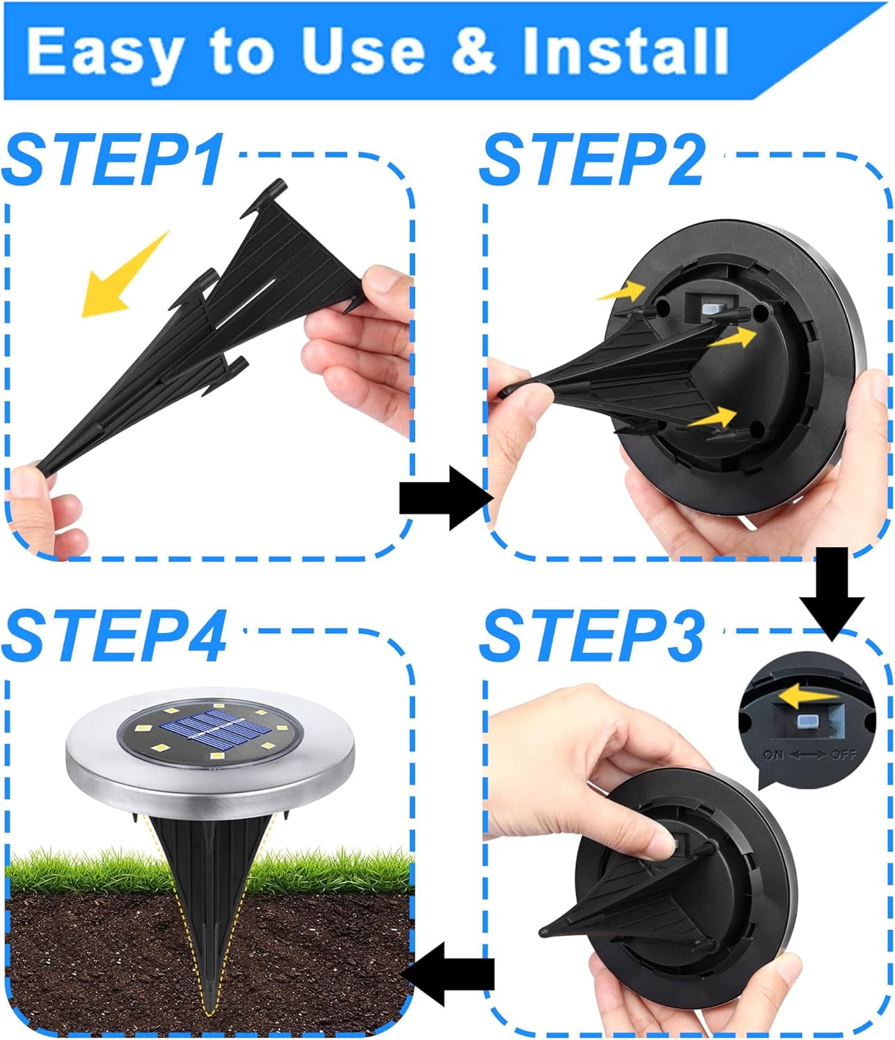 Solar Ground Lights, Waterproof Solar Garden Lights, Upgraded Outdoor Garden Waterproof Bright in-Ground Lights, Landscape Lights for Pathway,Yard,Deck,Lawn,Patio,Walkway (12 Pack Warm Light)