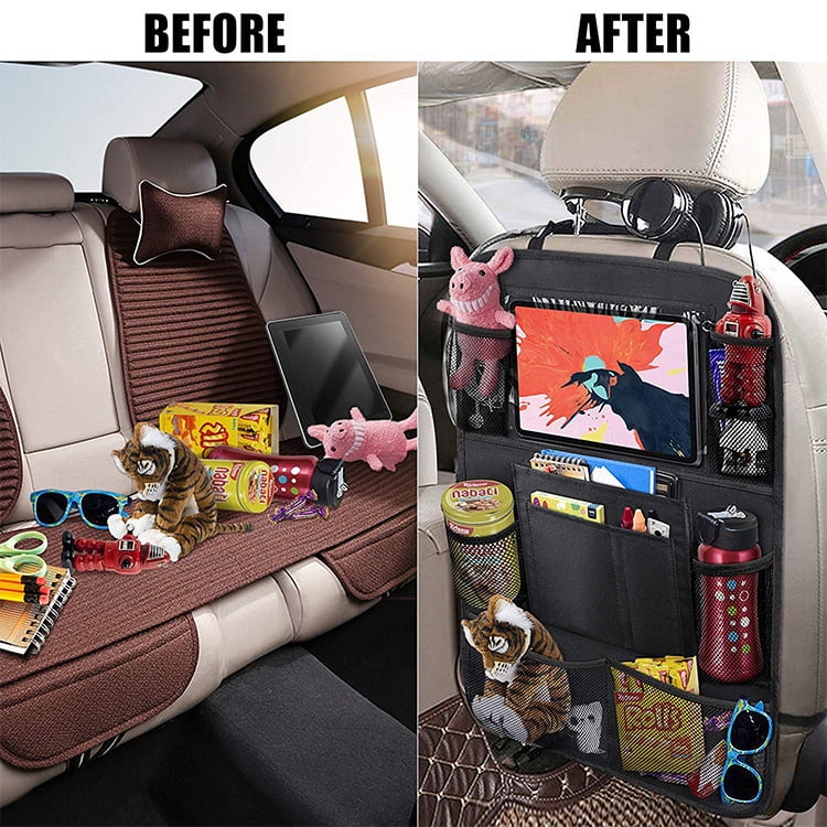 2 Pack Backseat Car Organizer, with 9 Storage Pockets 2 Pack, Black