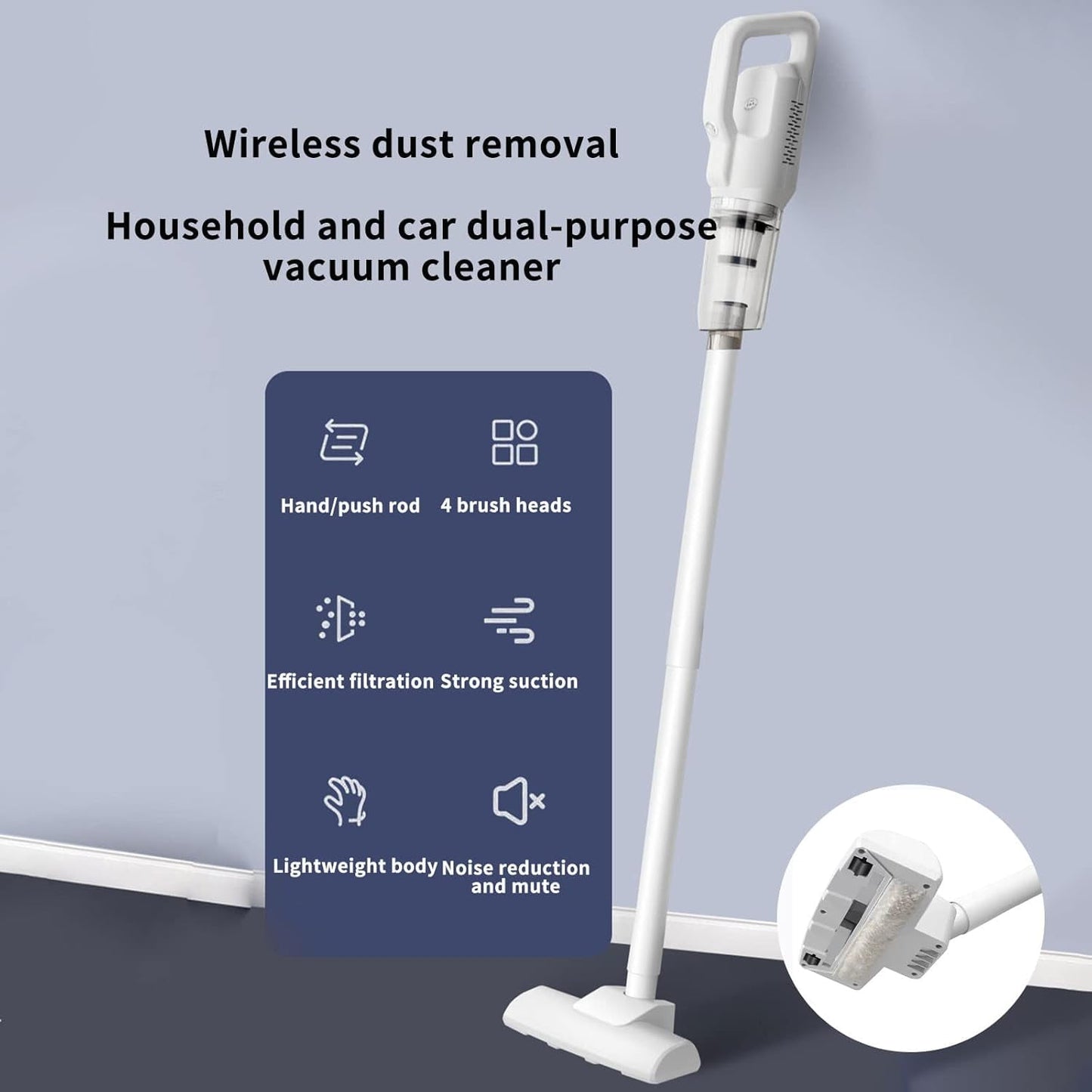 Cordless Vacuum Cleaner, Stick Vac with Tangle-Resistant Design, Up to 60 Minutes, Powerful Suction, Rechargeable, Lightweight, and Versatile for Carpet, Hard Floor, Pet Hair