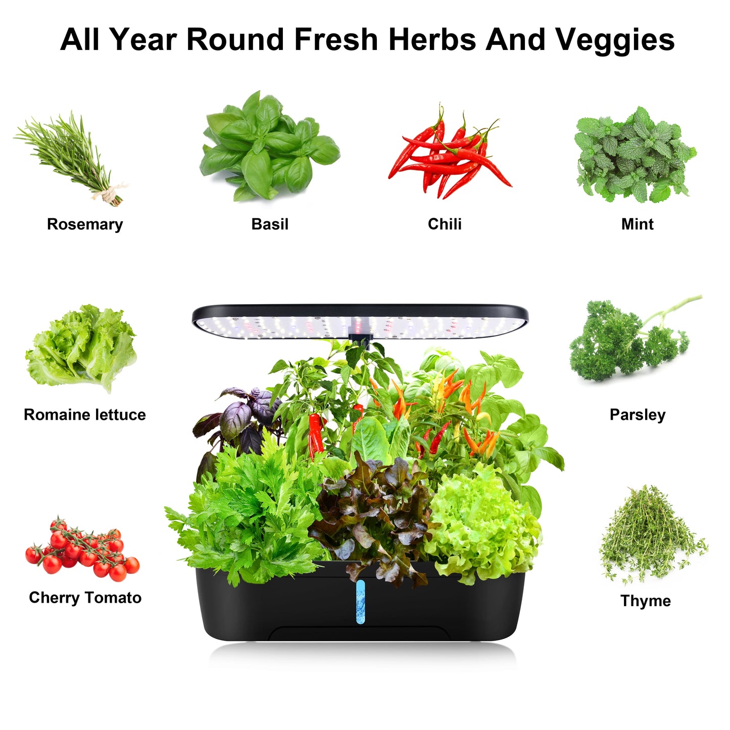12 Pods Hydroponics Growing System, OHHSUN Indoor Herb Garden Kit with LED Grow Light Quiet Smart Water Pump Automatic Timer Healthy Fresh Herbs Vegetables - Hydroponic Planter for Home Kitchen