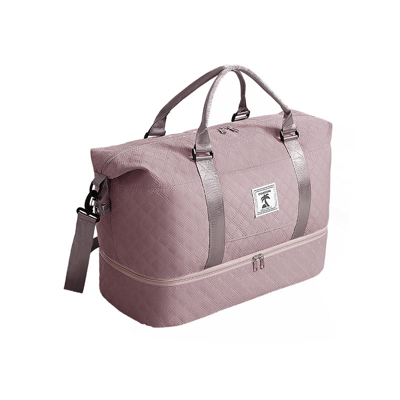 Travel Duffle Bag - Foldable Gym Bag for Women Men, Weekend Bag with Wet Pocket, Hospital Bags for Labor and Delivery, Airplane Travel Essentials for Flying(Pink)