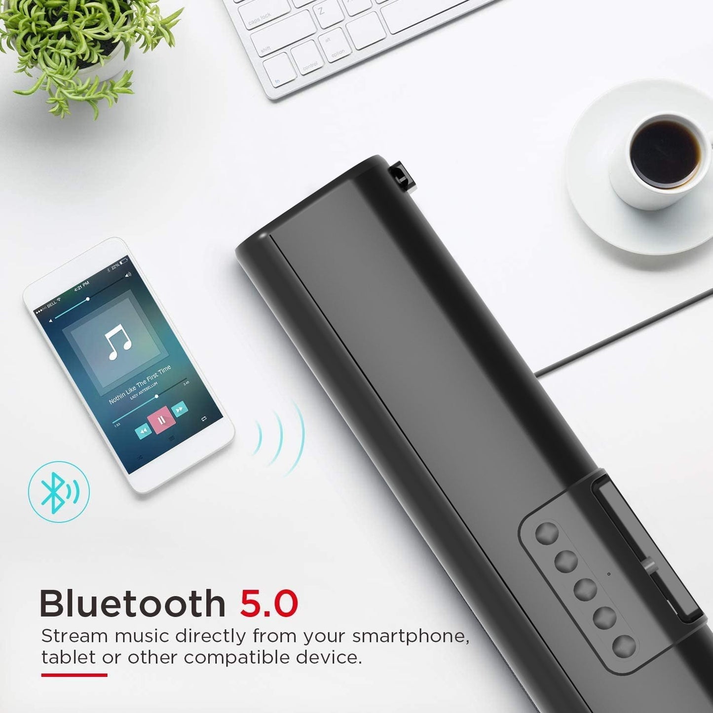 TV Speaker - Soundbar for TV with Bluetooth and HDMI-ARC Connectivity, Black, Includes Remote Control