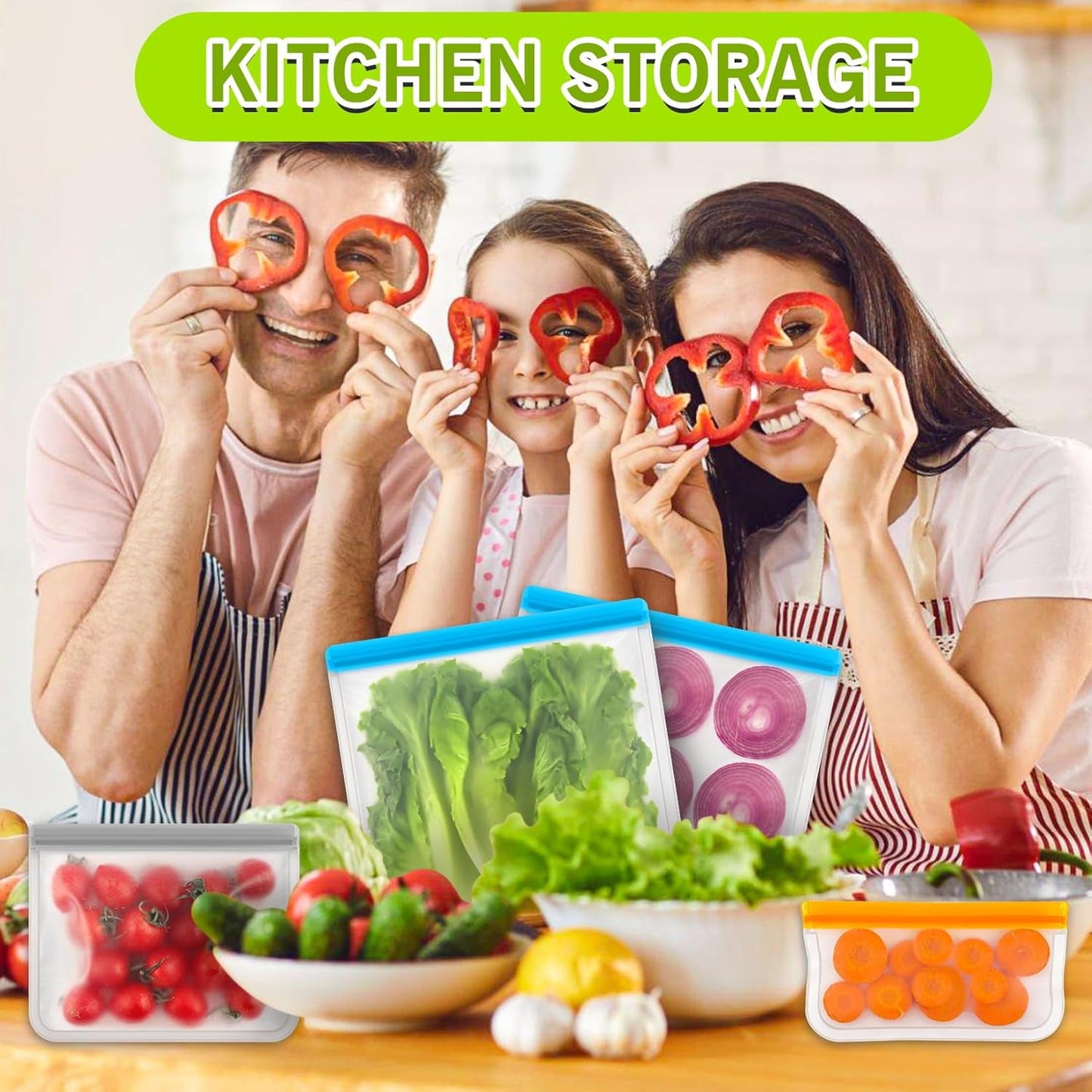 24 Pack Reusable Storage Bags, Dishwasher SafeSilicone Food Storage Bags with 3 Sizes for Marinate Meats, Sandwich, Snack, Cereal, Travel Item