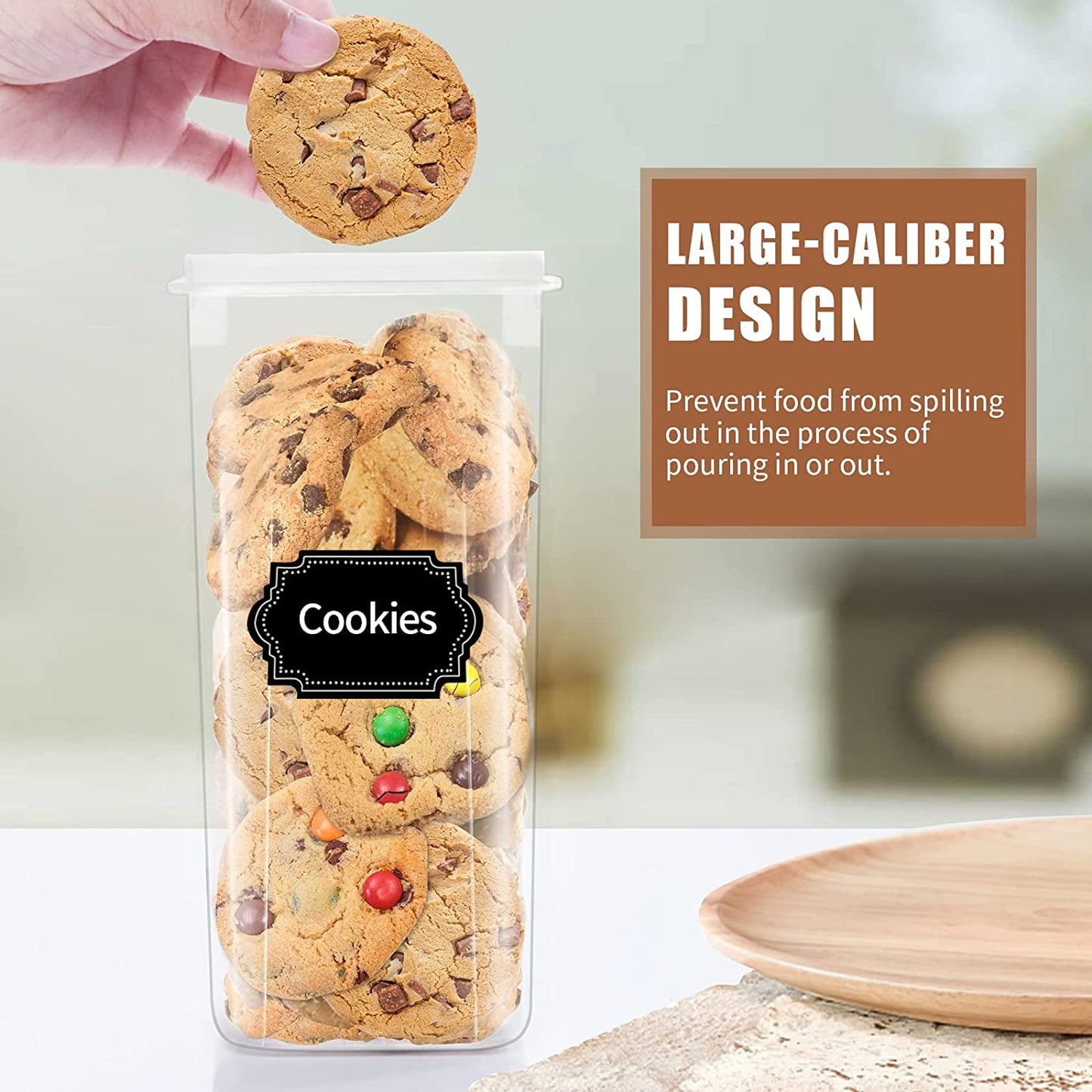 Airtight Food Storage Containers with Lids, 16 pcs Plastic Kitchen and Pantry Organization Canisters for Cereal, Dry Food, Flour and Sugar, BPA Free, Includes 20 Labels