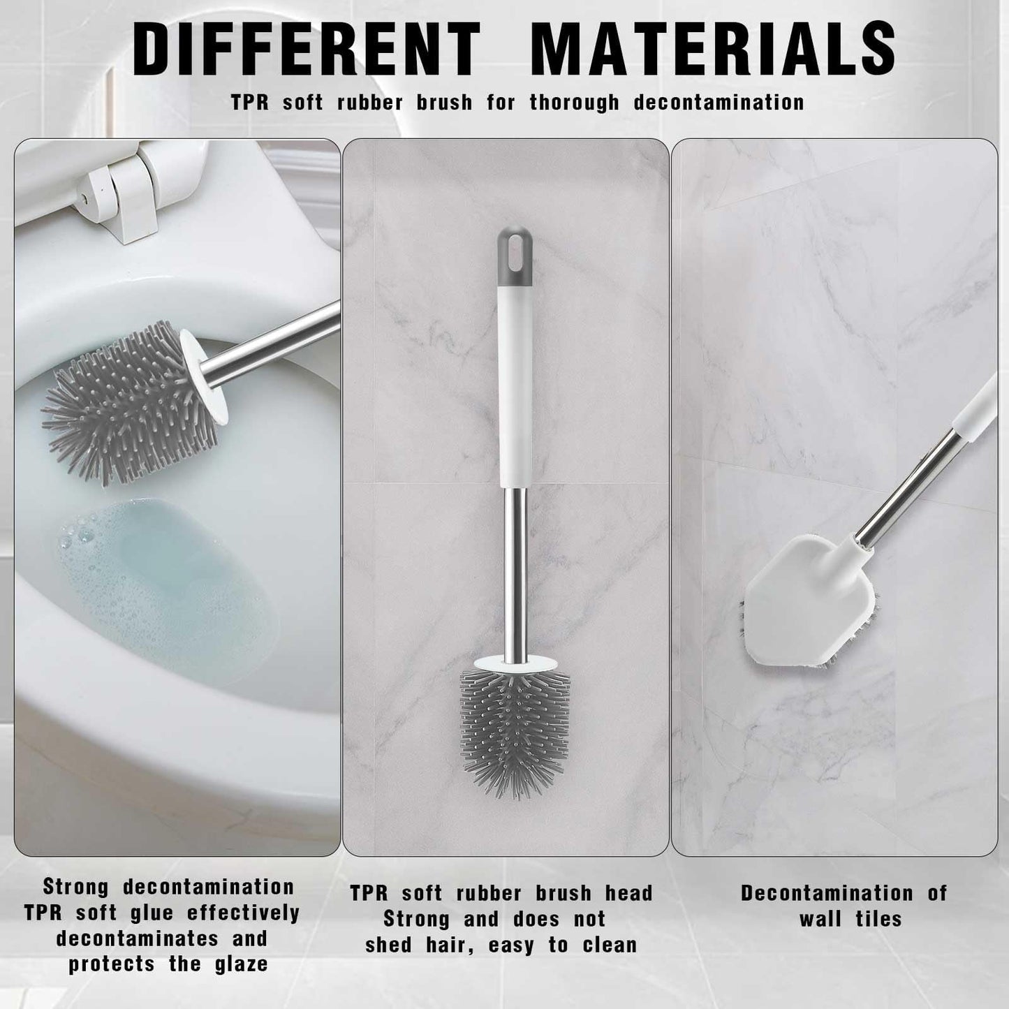 DAIYUKANG-Silicone Toilet Brush Set with Ventilated Holder, White