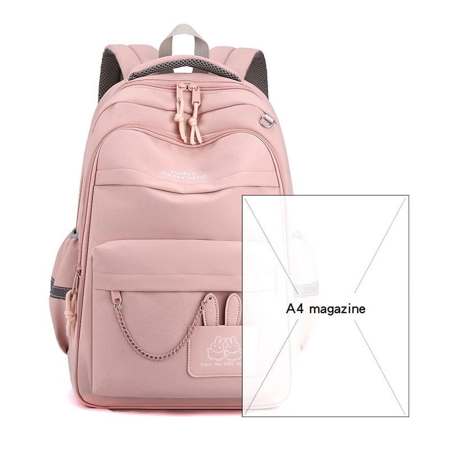School Backpack Womens, Causal Travel School Bags 15.6 Inch Laptop Backpack for Student Lightweight Rucksack Water Resistant Bookbag College Men Work Daypack Pink
