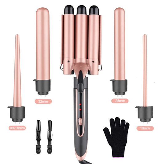 8-in-1 Interchangeable Curling Iron | 450°F Fast Heating | 5 Detachable Barrels for Waves, Curls & Straightening | Auto Shutoff & Travel Case
