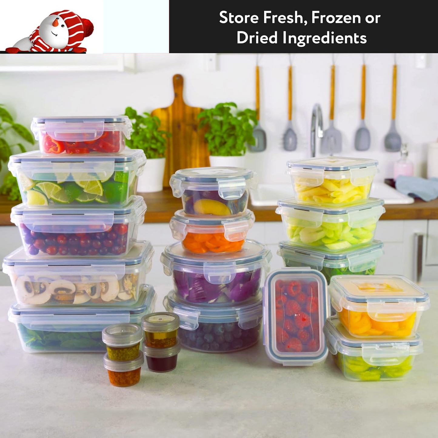 50 Pcs Food Storage Containers with Lids Airtight, Plastic Meal Prep Container for Pantry & Kitchen Organization & bento box & snack containers, BPA-Free, Leak-Proof with Labels & Marker Pen