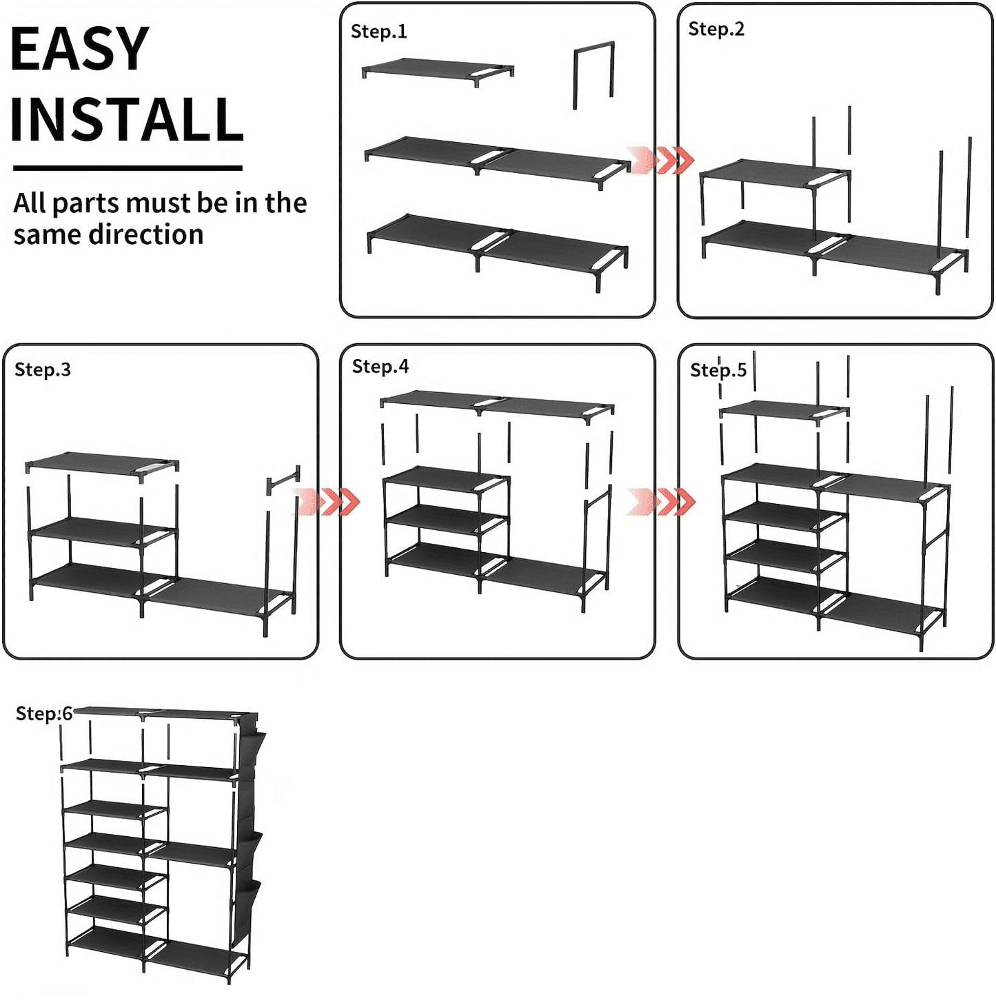 7 Tiers Shoe Rack Shoe Shelf Shoe Storage Organizer with Side Hooks for Entryway, 24-30 Pairs Metal Shoe Rack Taller Shoes Boots Organizer