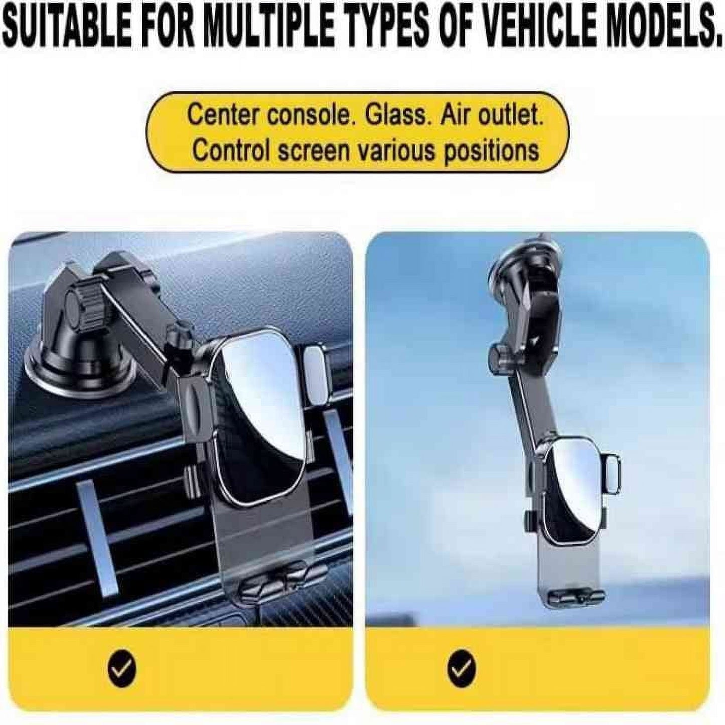 Phone Holders for Your Car, Universal Automobile Cradle Fit for iPhone Android and All Smartphones, Dark Black