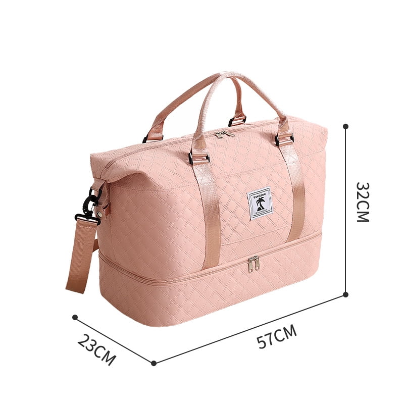 Travel Duffle Bag - Foldable Gym Bag for Women Men, Weekend Bag with Wet Pocket, Hospital Bags for Labor and Delivery, Airplane Travel Essentials for Flying(Pink)