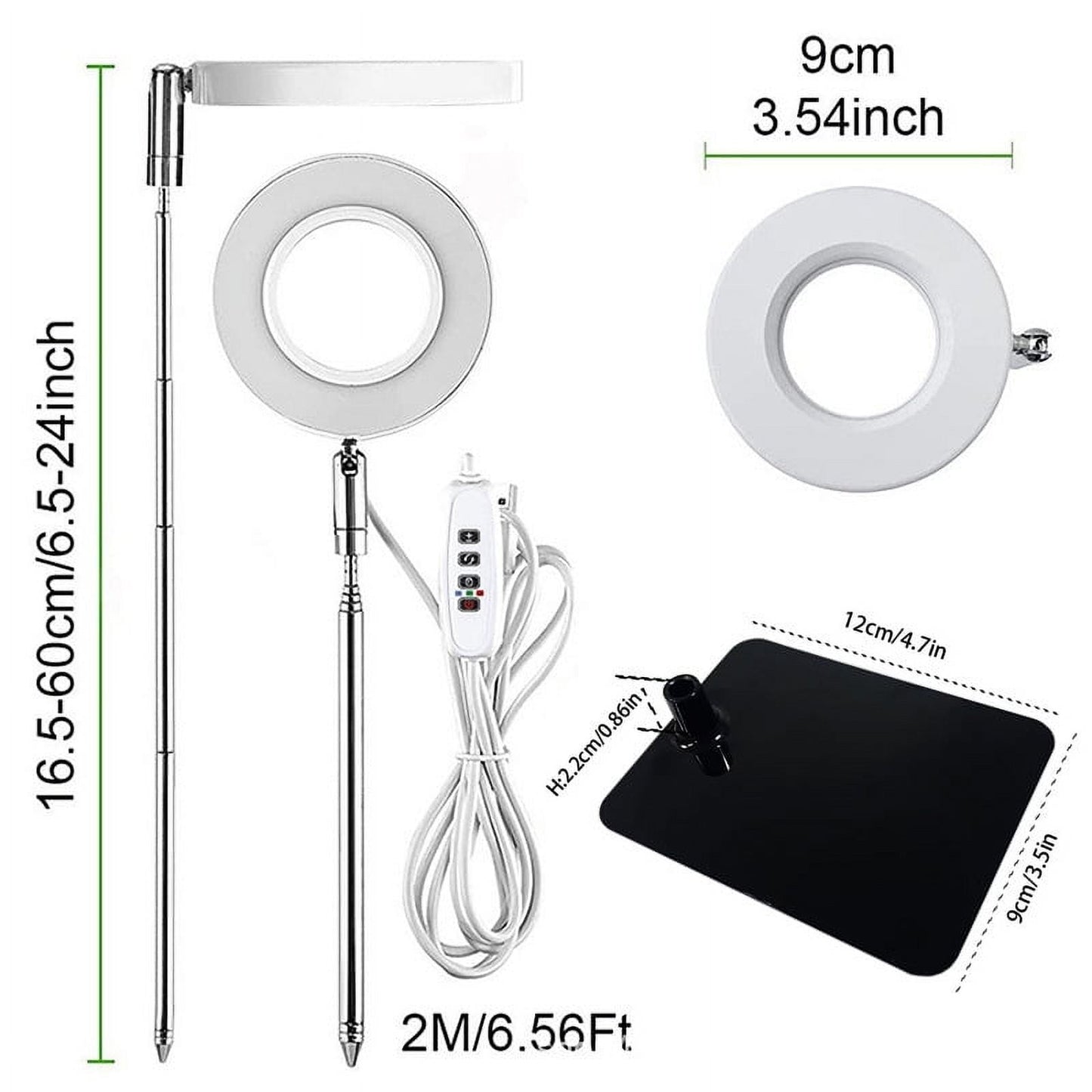Plant Grow Light, LED Growing Light for Indoor Plants, Full Spectrum Desk Growth Lamp w/ Automatic Timer(3/9/12Hrs) & Height Adjustable, 10 Dimmable Brightness for Small Plants, 2 Packs, White
