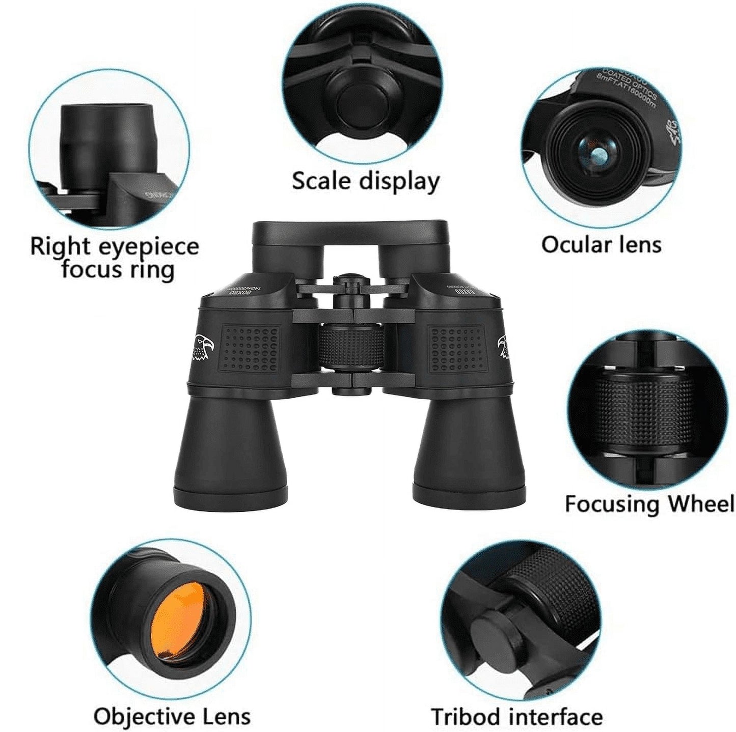 12X40 Binoculars for Adults, HD High Powered Binoculars, Waterproof Binoculars for Bird Watching Hunting Camping, Black