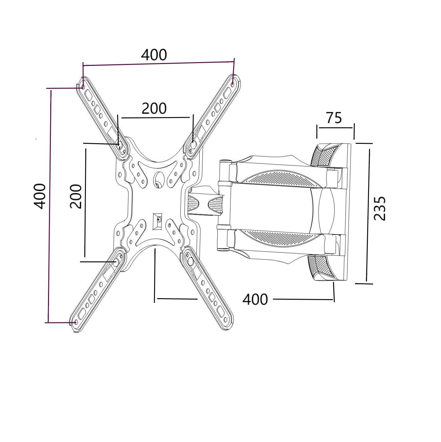 Full Motion TV Monitor Wall Mount Bracket Articulating Arms Swivel Tilt Extension Rotation for Most 32-55 Inch LED LCD Flat Curved Screen TVs & Monitors, Max VESA 400x400mm