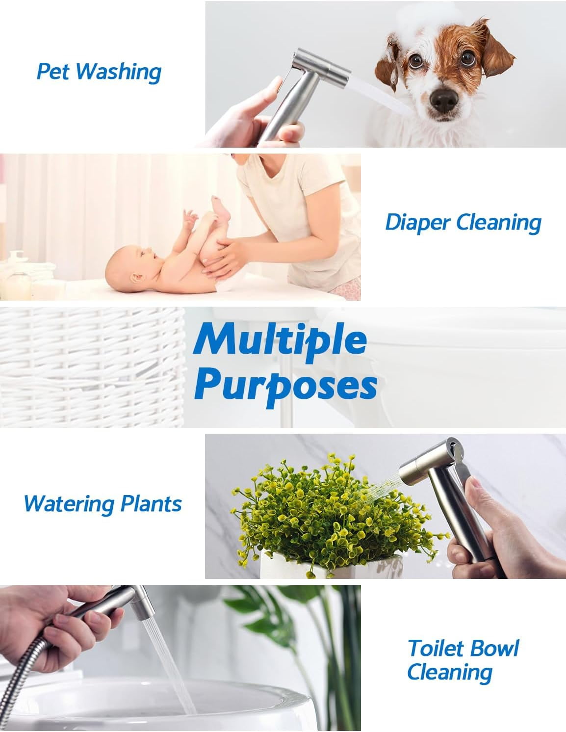 Bidet Sprayer for Toilet, Handheld Sprayer Kit, Cloth Diaper Sprayer Set - Easy to Install - Stainless Steel
