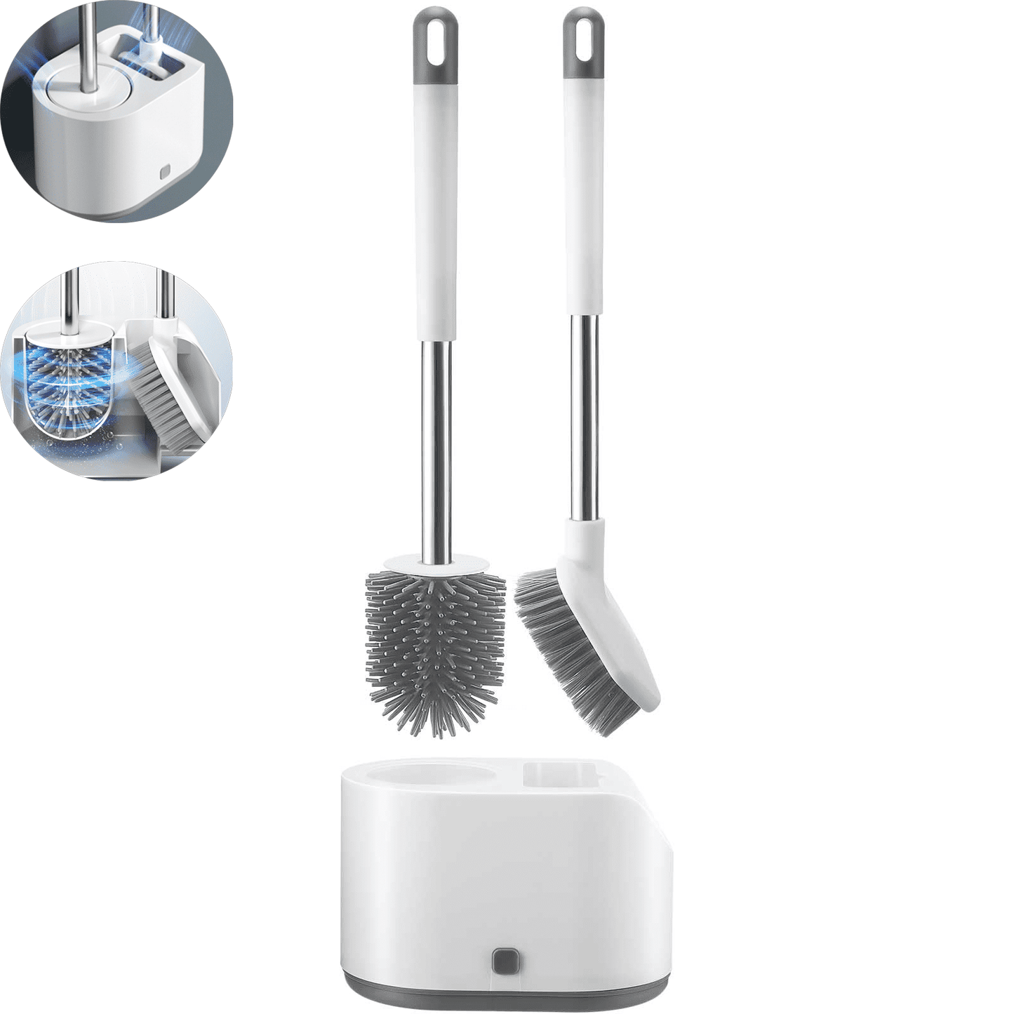 DAIYUKANG-Silicone Toilet Brush Set with Ventilated Holder, White