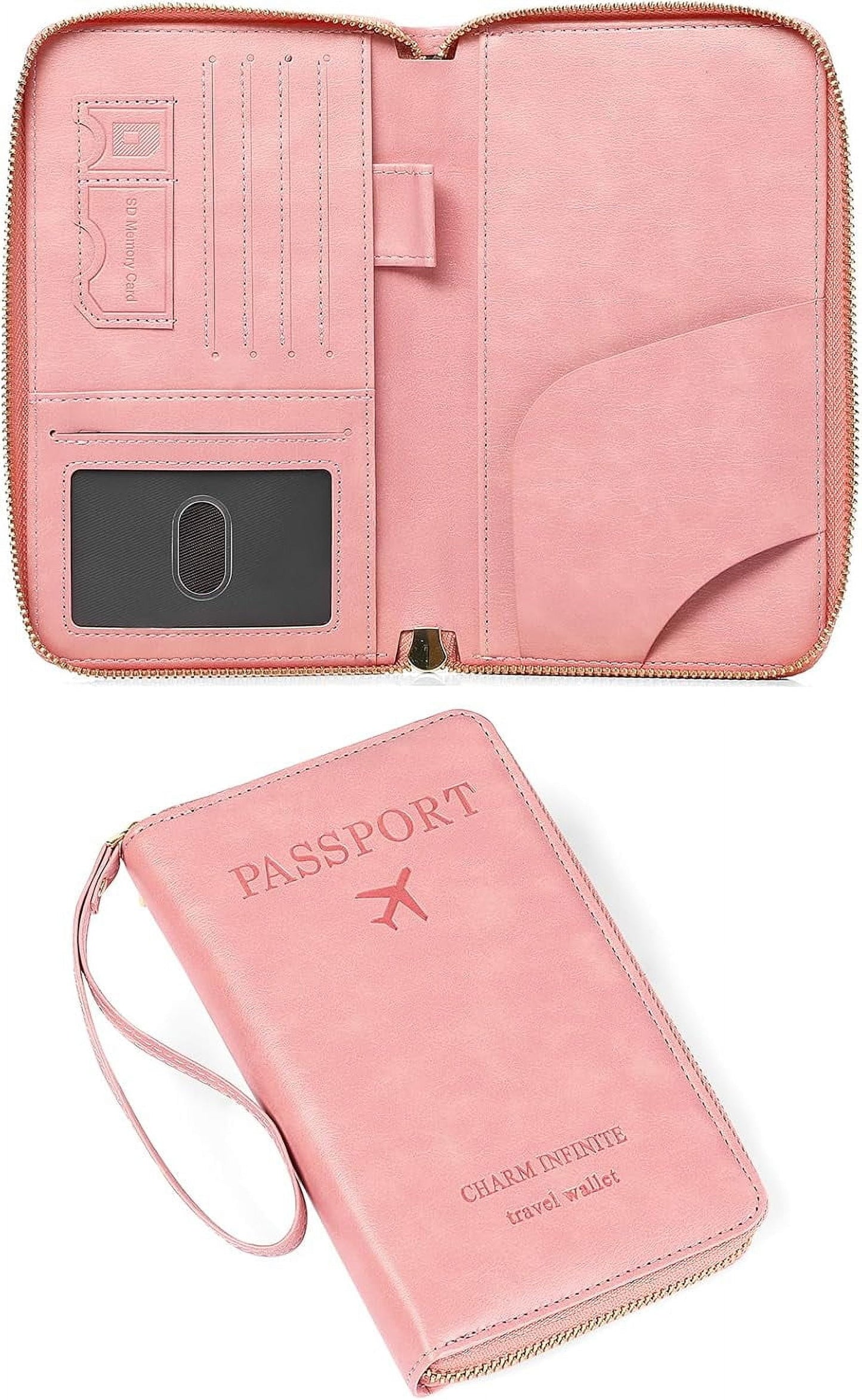EHIW Passport Holder for Travel Essentials, Passport Wallet Cover Case for Travel Must Haves Accessories,Passport Book Holders for Women and Men(pink)