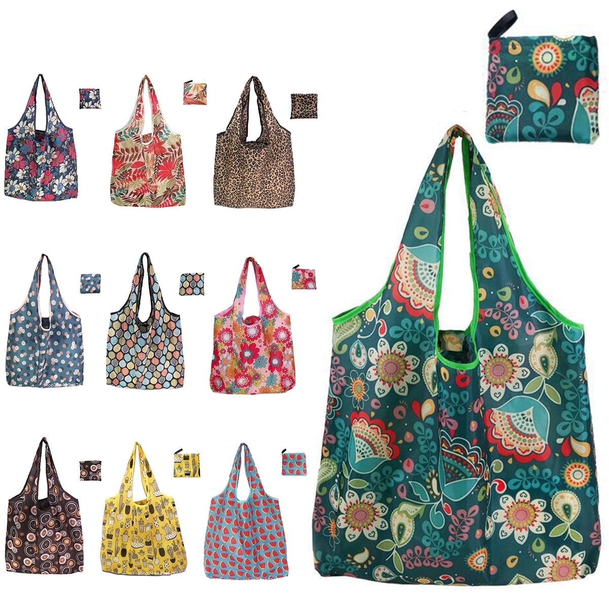 Reusable Grocery Bags, 6 Pack 50Lbs Foldable Fashion Washable Shopping Bags, Large Boho Tote Bags For Groceries, Bulk Market Cloth Storage Bags, Utility Aesthetic Personalized Gifts For Women
