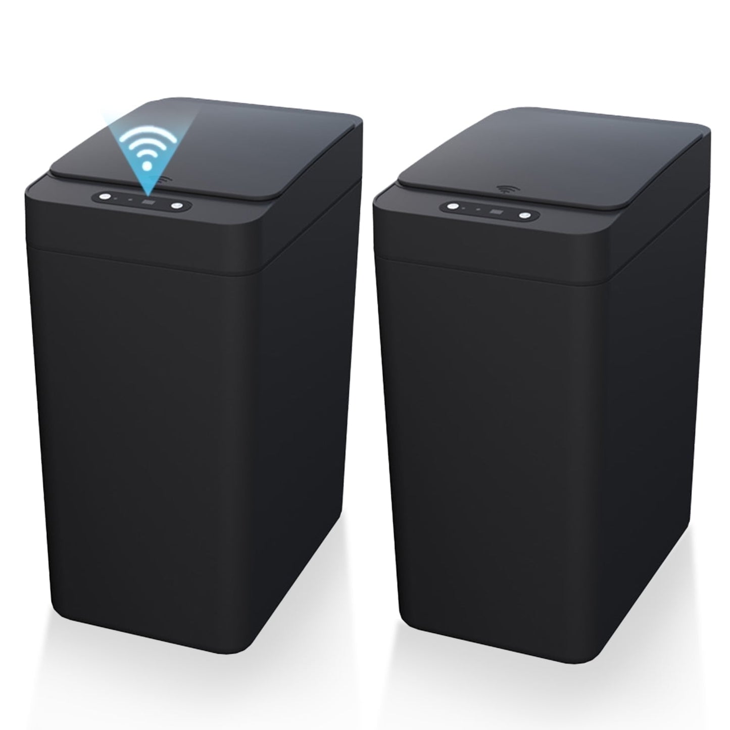 IRINNA 2Pack Bathroom Small Trash Can with Lid, 2.6 Gallon Touchless Automatic Garbage Can Slim Waterproof Motion Sensor Smart Trash Bin for Bedroom, Office, Kitchen, Living Room (Black)