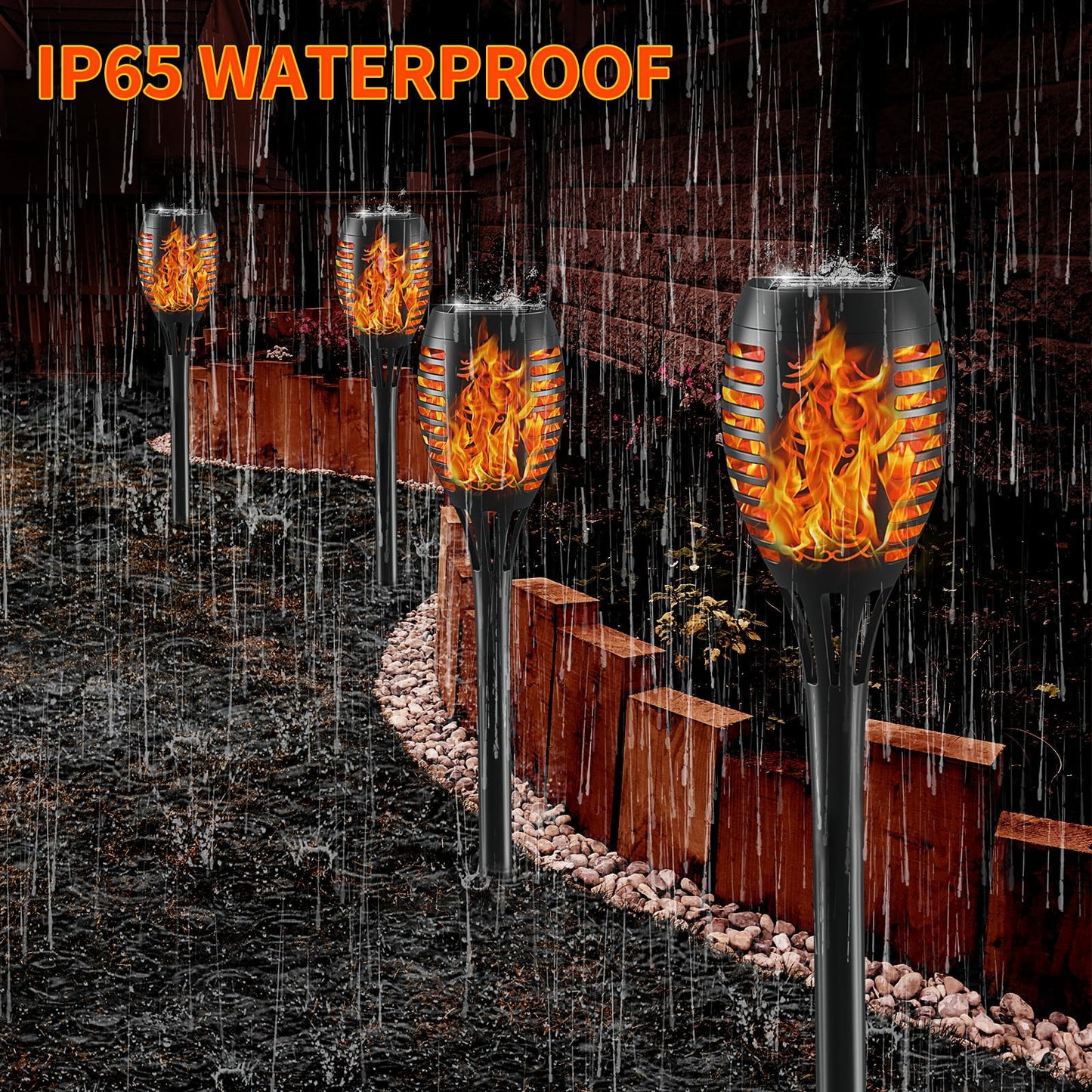 Euur Solar Lights Outdoor, Solar Torch Lights with Flickering Flame, 6Packs 12LED TorchLights Solar Lights Outdoor, IP65 Waterproof Solar Torch Light Auto On/Off for Garden,Patio, Yard, Pathway