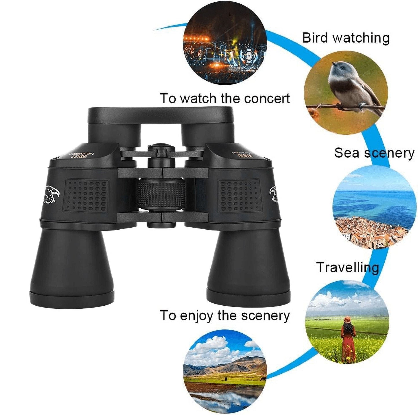 12X40 Binoculars for Adults, HD High Powered Binoculars, Waterproof Binoculars for Bird Watching Hunting Camping, Black