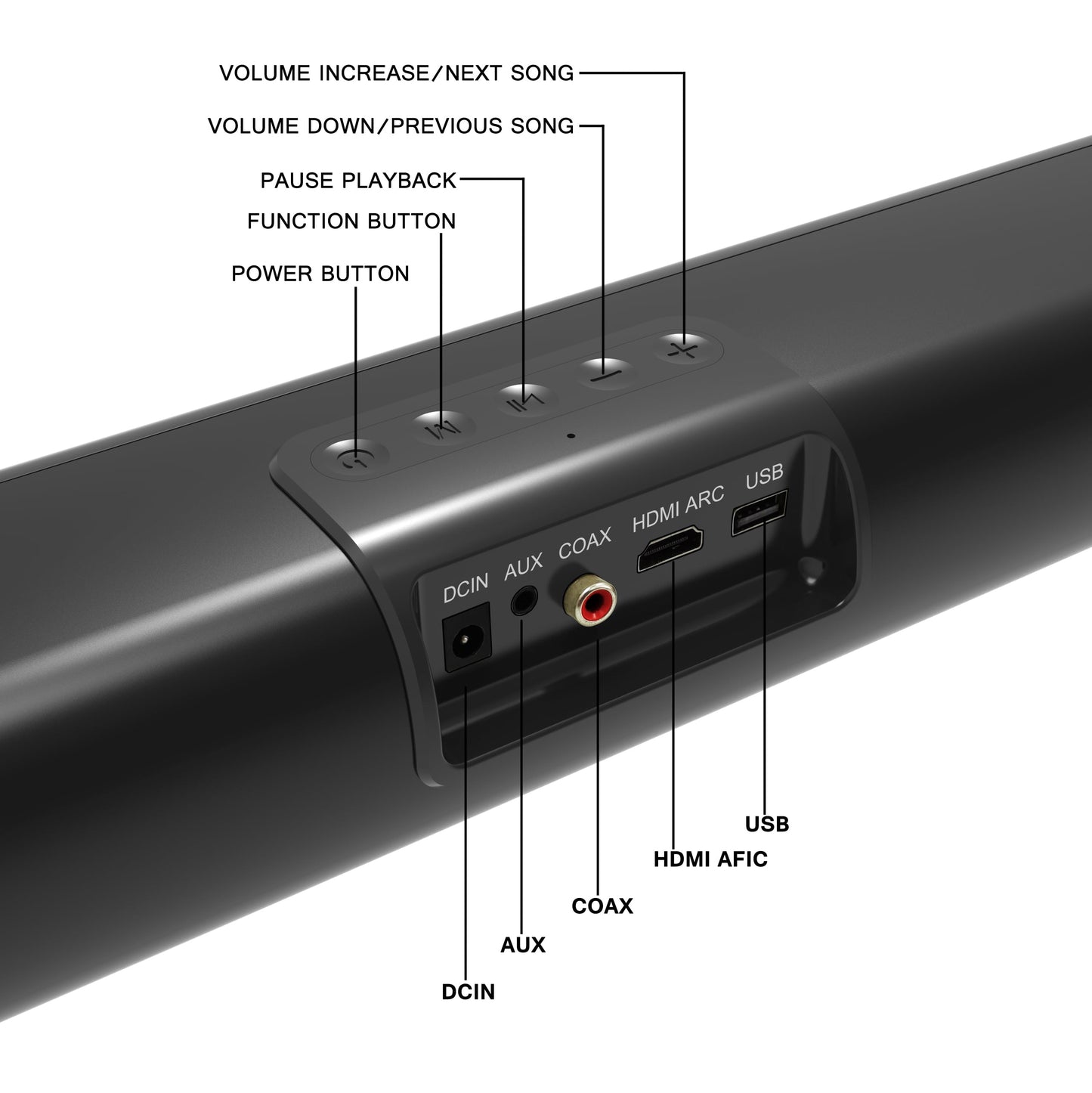 TV Speaker - Soundbar for TV with Bluetooth and HDMI-ARC Connectivity, Black, Includes Remote Control