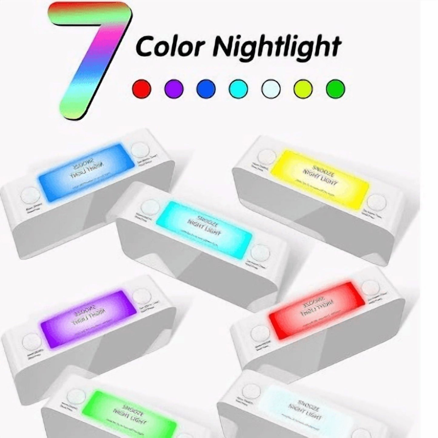 Super Loud Alarm Clock for Heavy Sleepers Adults,Digital Clock with 7 Color NightLight,Adjustable Volume, Charging Cable,Small Clocks for Bedrooms,Ok to Wake Up for People (White+RGB)
