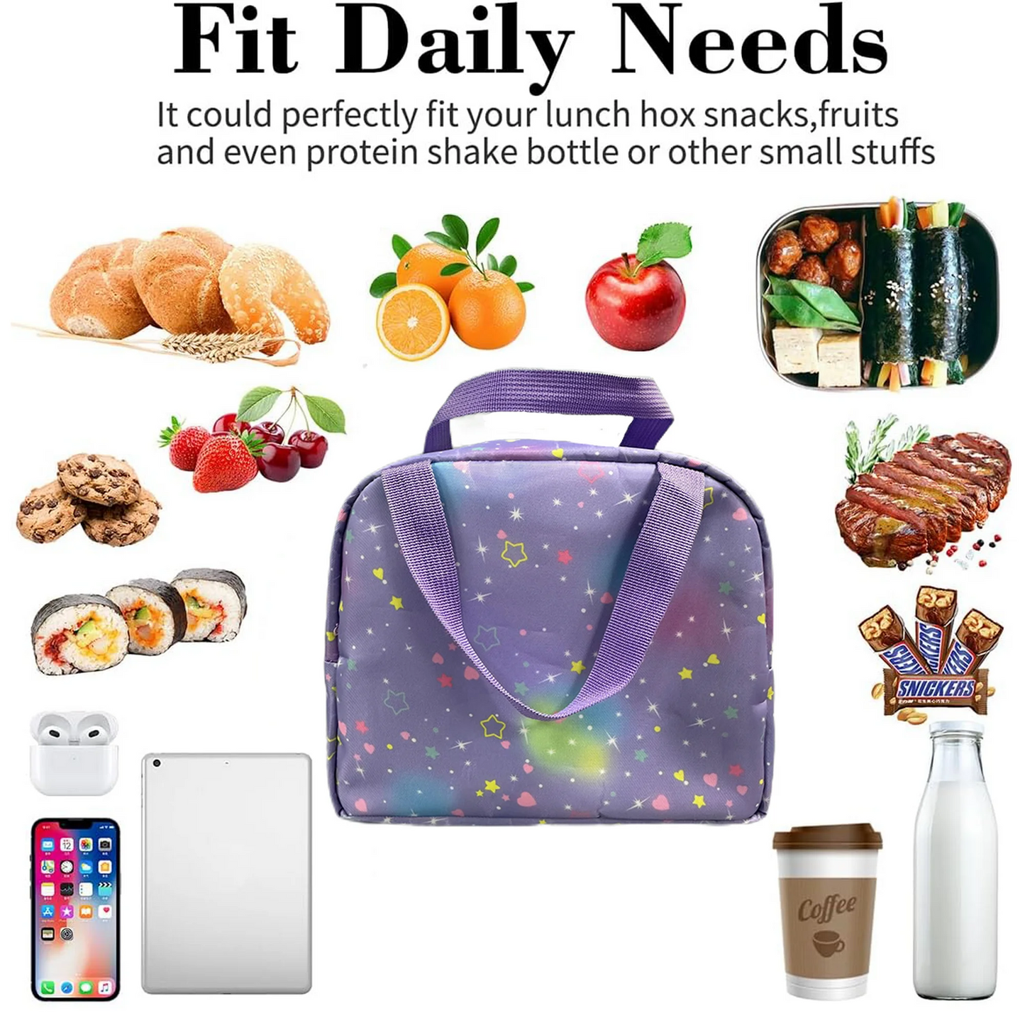 Lunch Box Lunch Bag for Women Adults Men, Reusable Cute Lunch Pail bag - Leakproof, Insulated Lunch Box Tote with Large Capacity, Cooler Lunch Container for Work/Travel/Office