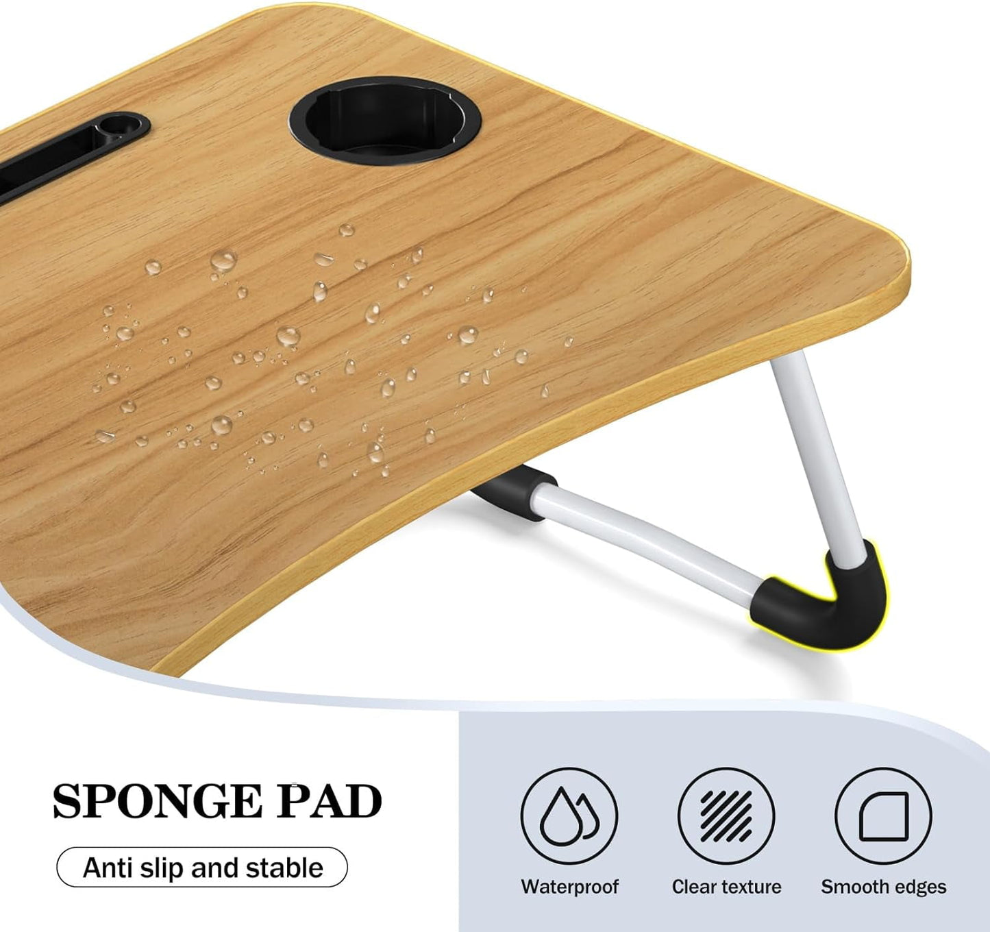 Lap Desk for Laptop - Foldable Laptop Desk for Bed and Couch, Portable and Lightweight Laptop Stand for Bed Breakfast, Working, Reading, and Writing, Wood Lap Table, Large Laptop Tray