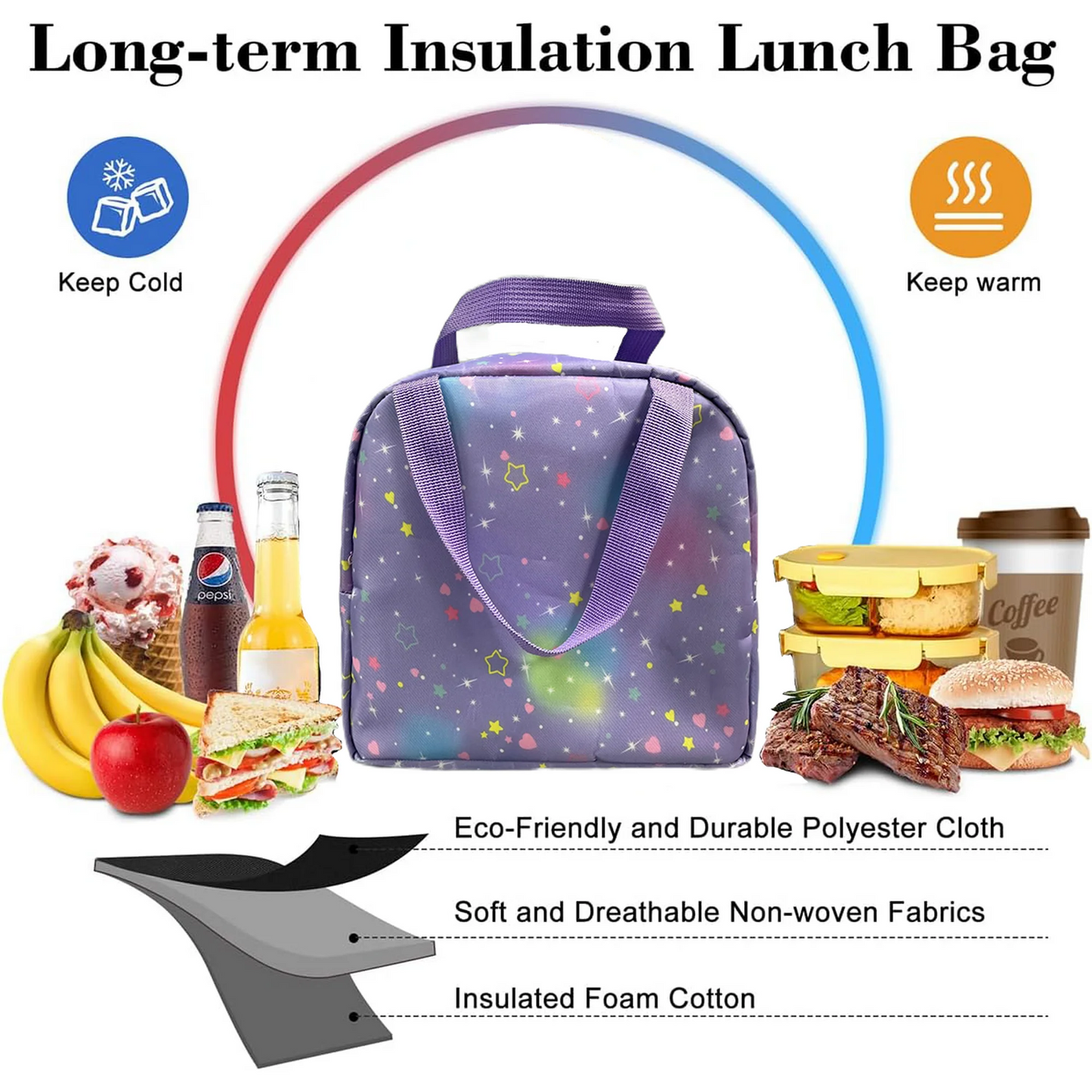 Lunch Box Lunch Bag for Women Adults Men, Reusable Cute Lunch Pail bag - Leakproof, Insulated Lunch Box Tote with Large Capacity, Cooler Lunch Container for Work/Travel/Office