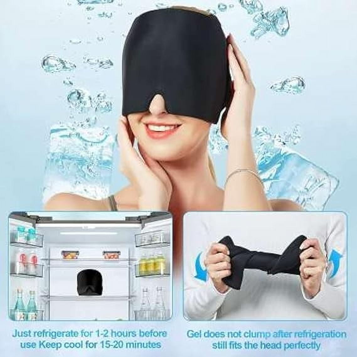 VQJTCVLY Migraine Headache Relief Cap, Cold Therapy Hat skin careHeadache Cap, skin care Ice Pack Mask - Black