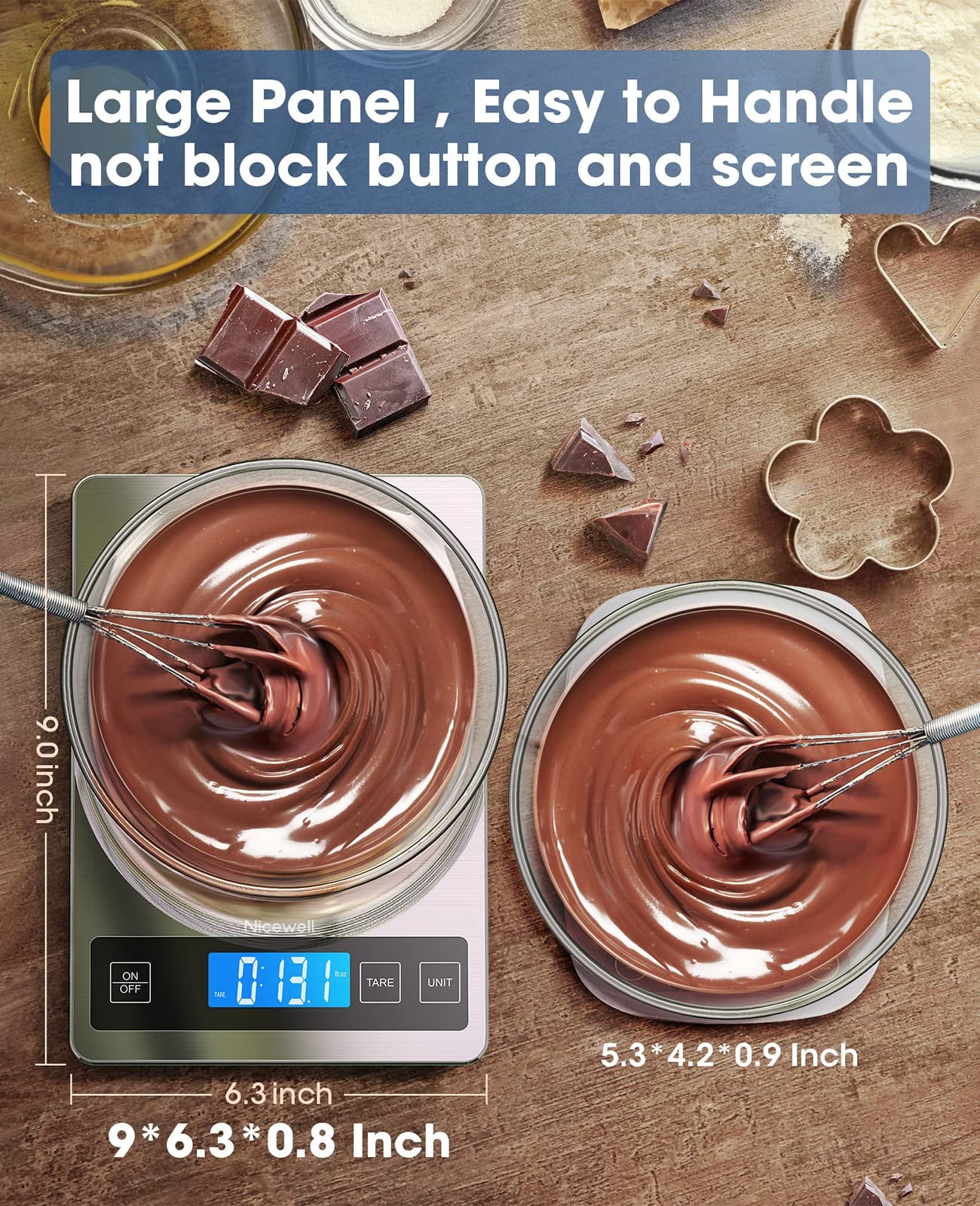 LVL Food Scale, 22lb Digital Kitchen Scale Weight Grams and oz for Cooking Baking, 1g/0.1oz Precise Graduation, Stainless Steel and Tempered Glass (Ash Silver)