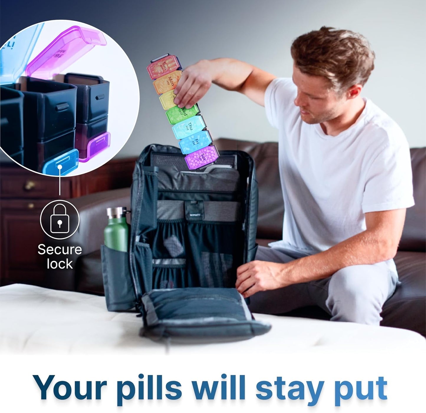 Extra Large Weekly Pill Organizer 2 Times a Day - XL Pill Case Am Pm - Big Pill Box 7 Day Oversized Daily Vitamin Organizer Jumbo Pill Container Twice a Day Medicine Supplement Dispenser Rainbow